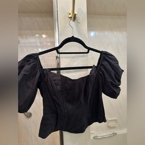 ASTR The Label Black Puff Sleeve Top